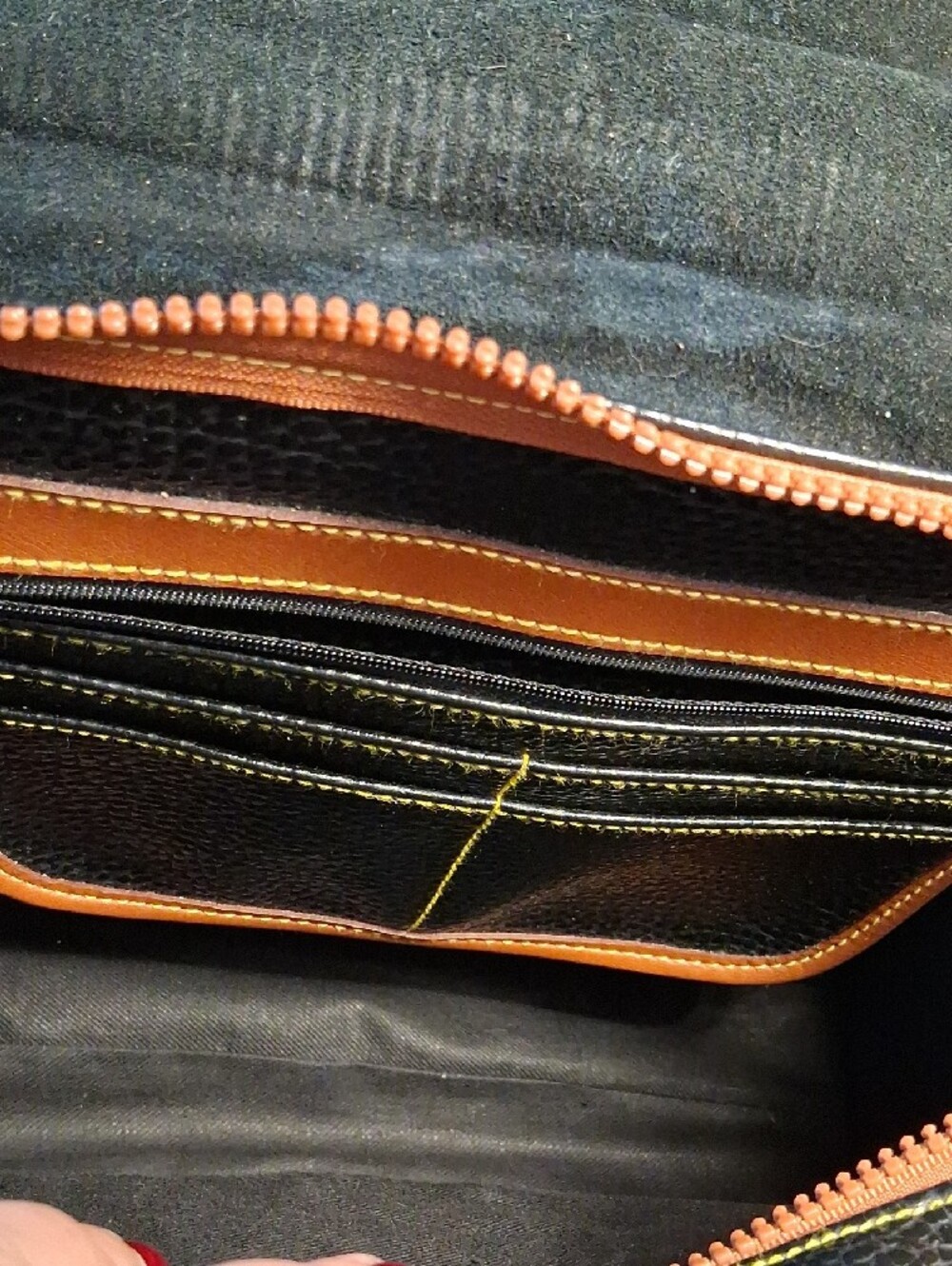 Dooney & Bourke Black Pebbled Leather Satchel with Brown Trim - Picture 9 of 14